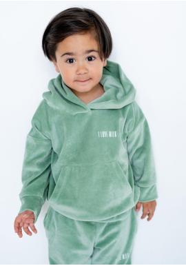 Mikina s kapucňou I LOVE MILK mätovej farby v akcii