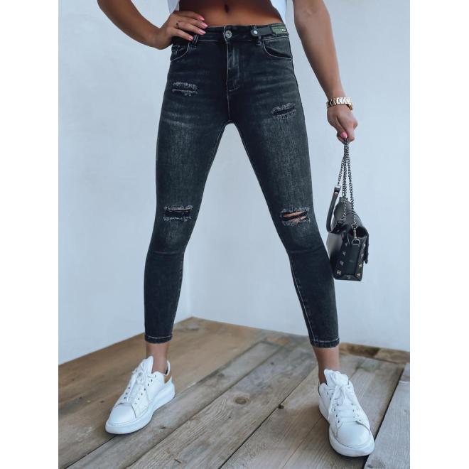 E-shop Dámske čierne džínsy s dierami