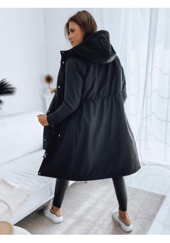 Čierna dlhá dámska bunda na zimu