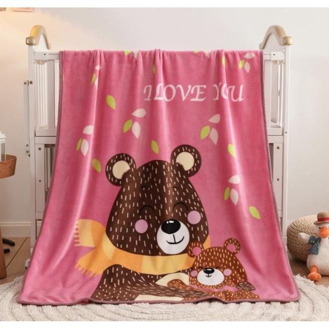 E-shop Ružová detská deka s medveďmi - 100x150 cm