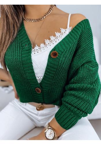 Dámsky zelený sveter so zapínaním