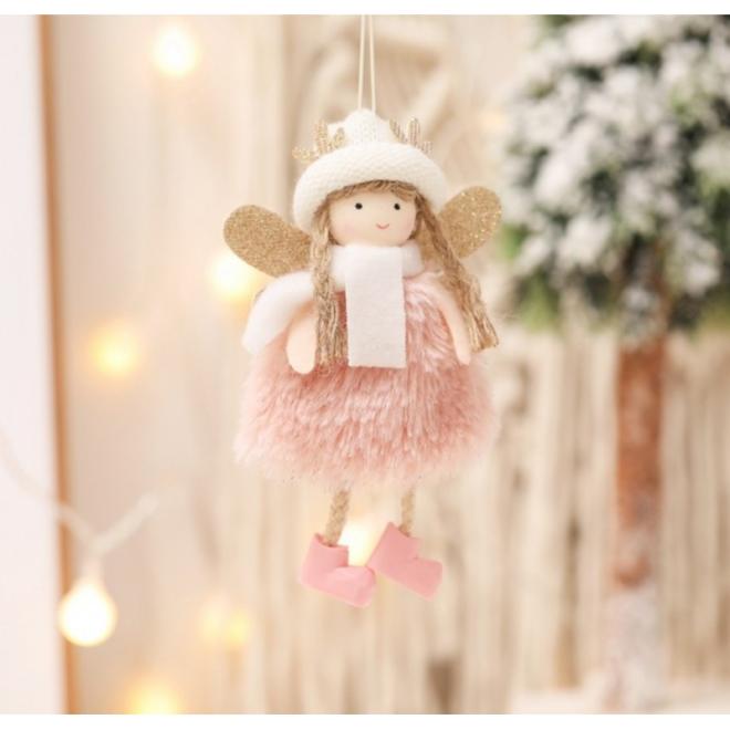 E-shop Ružový vianočný anjel so šnúrkou