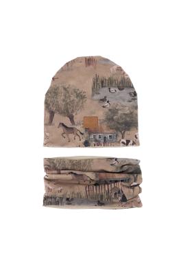 Detský komplet čiapky a komína z kolekcie rozprávky z vidieka