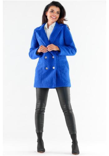 Elegantný dámsky kabát modrej farby