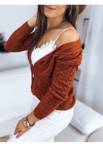 Hnedý dámsky sveter so zapínaním