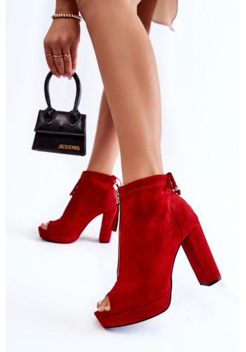 Červené dámske topánky na podpätku
