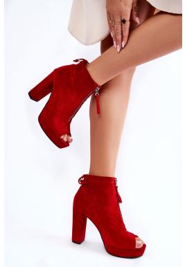 Červené dámske topánky na podpätku