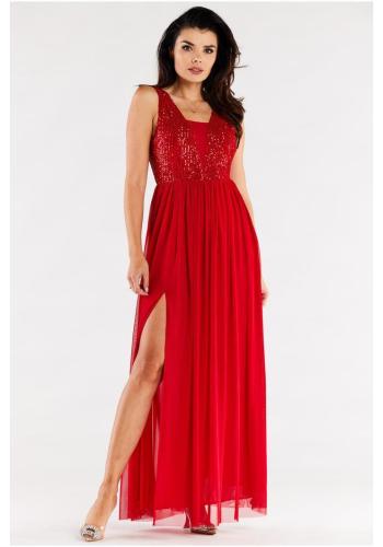 Dlhé červené šaty s flitrami