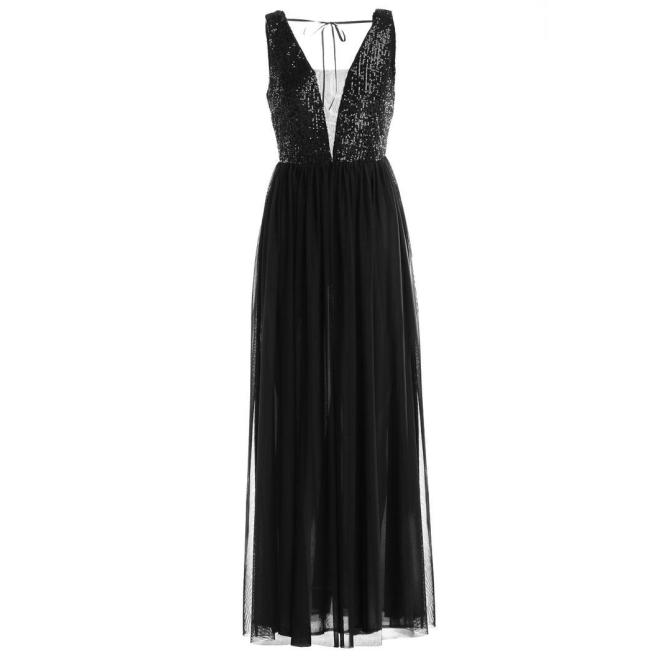 Čierne dlhé šaty s flitrami