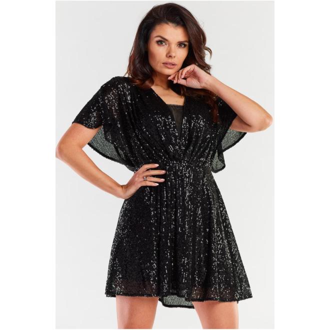E-shop Flitrované mini šaty čiernej farby