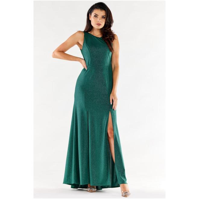 E-shop Dámske dlhé trblietavé šaty v zelenej farbe