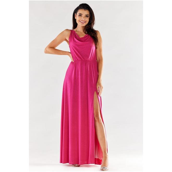 Dlhé trblietavé šaty v ružovej farbe
