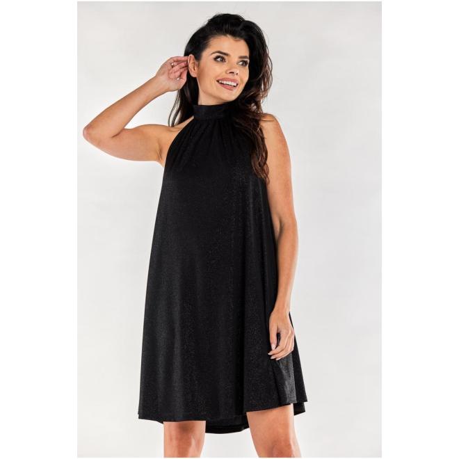 E-shop Čierne rozšírené šaty so stojačikom
