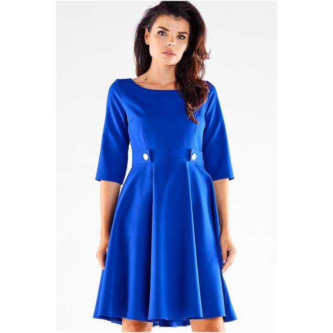 Dámske rozšírené šaty v modrej farbe