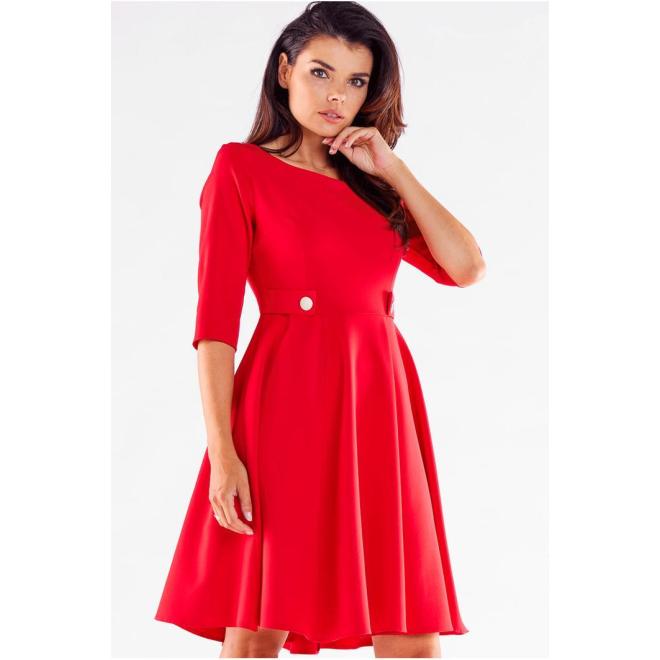 E-shop Červené rozšírené šaty s 3/4 rukávom
