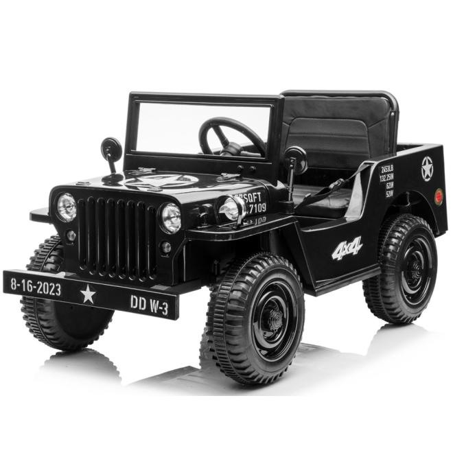 E-shop Čierne vojenské auto na batérie pre deti