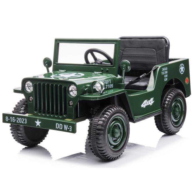 E-shop Vojenské detské auto na batérie v zelenej farbe