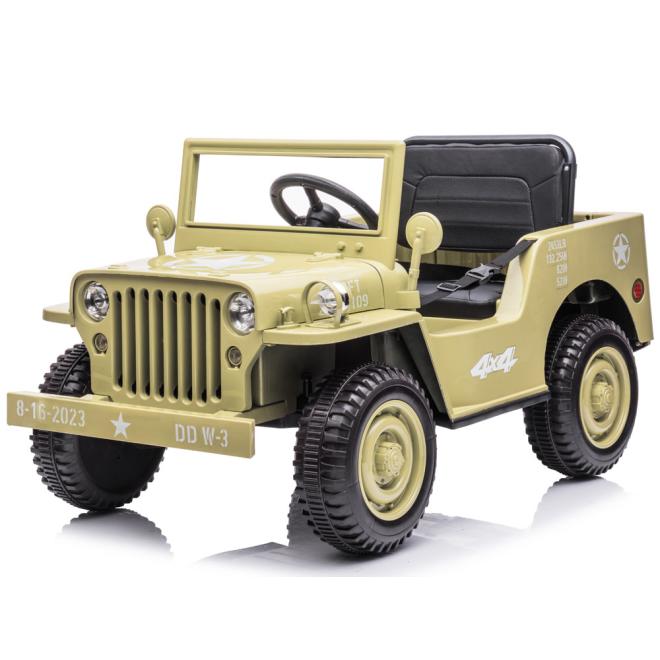 E-shop Béžové vojenské auto na batérie pre deti