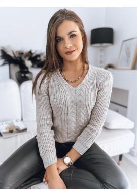 Béžový dámsky sveter s ozdobným pletením