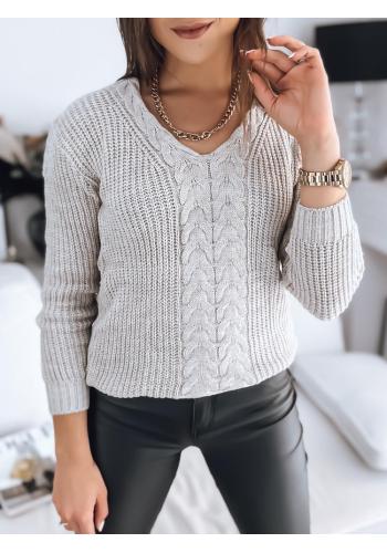 Béžový dámsky sveter s ozdobným pletením