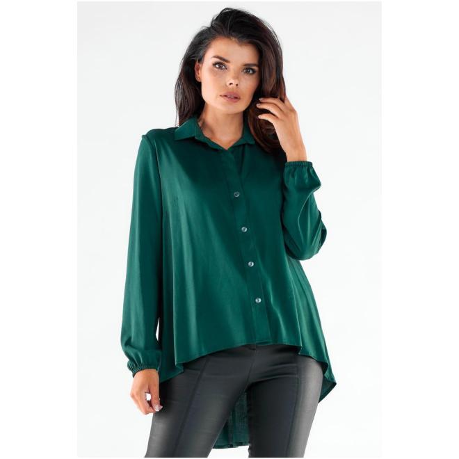 E-shop Dámska zelená košeľa s predĺženým chrbtom