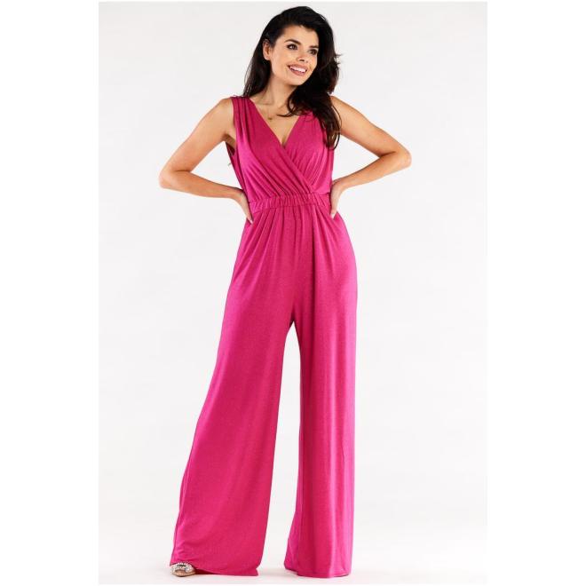 E-shop Elegantný ružový overal so širokými nohavicami