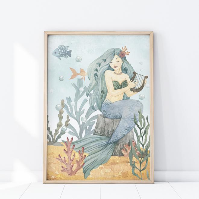 Dekoračný plagát s morskou pannou