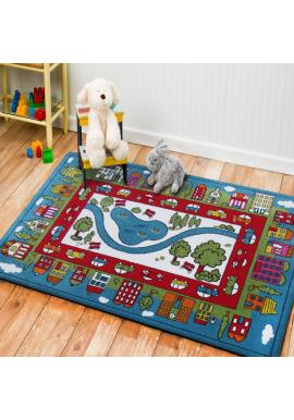 Farebný koberec s motívom mesta