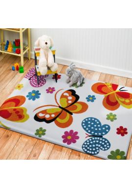 Biely koberec s motívom Motýle