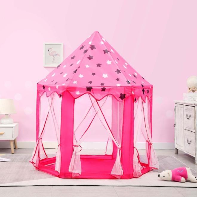 Ružový vežový stan pre dievčatá