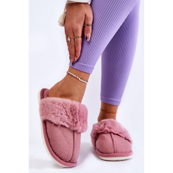 E-shop Dámske ružové papuče s kožušinou