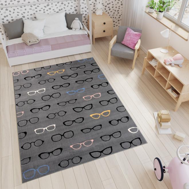 E-shop Detský sivý koberec s okuliarmi