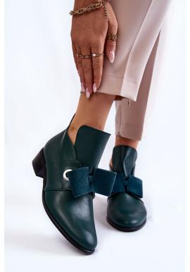 Kožené zelené topánky na podpätku
