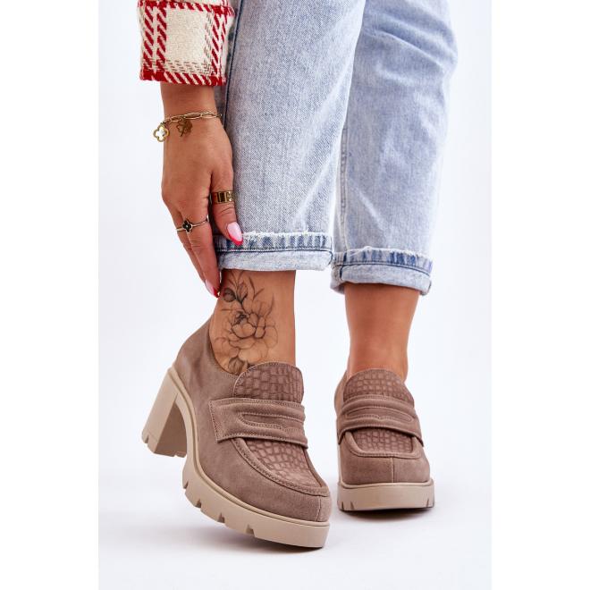 E-shop Dámske béžové topánky na podpätku