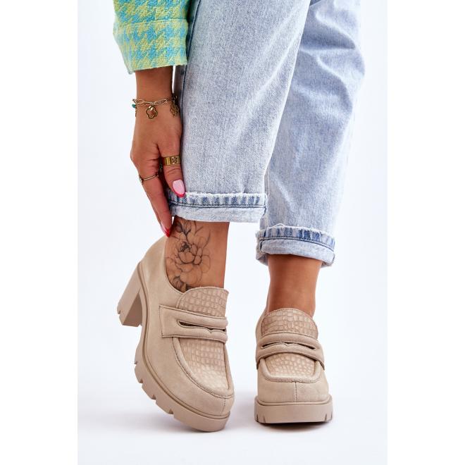 E-shop Svetlobéžové dámske topánky na podpätku