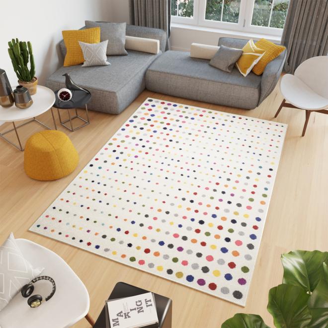 E-shop Krémový koberec s farebnými bodkami