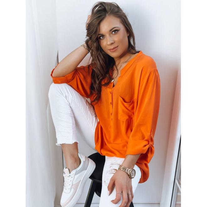 E-shop Dlhá dámska košeľa v oranžovej farbe