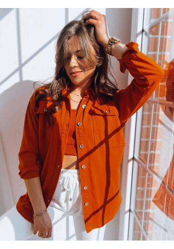 Riflová dámska bunda v oranžovej farbe