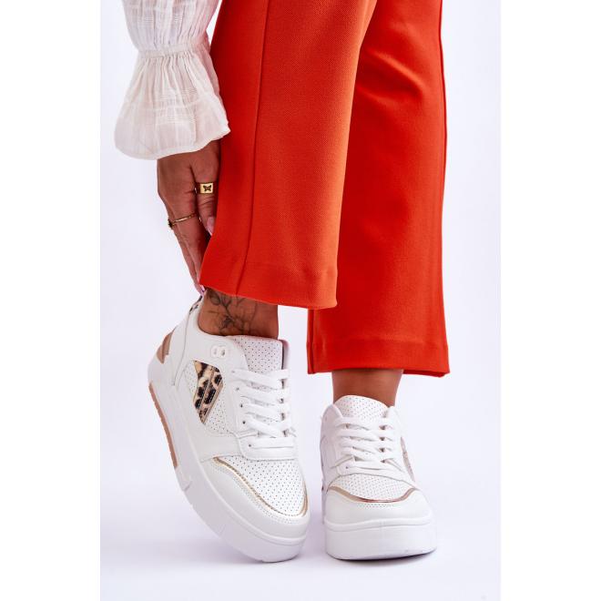 E-shop Biele dámske tenisky s leopardím vzorom