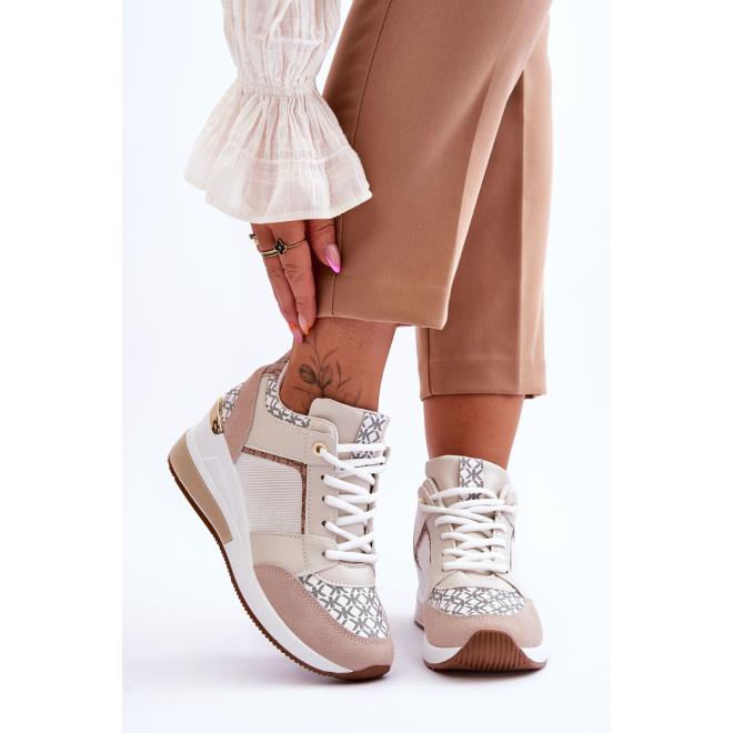 Dámske bielo-béžové sneakersy s potlačou