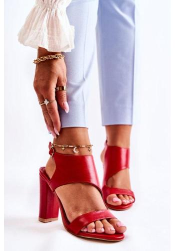 Sandále na podpätku v červenej farbe pre dámy