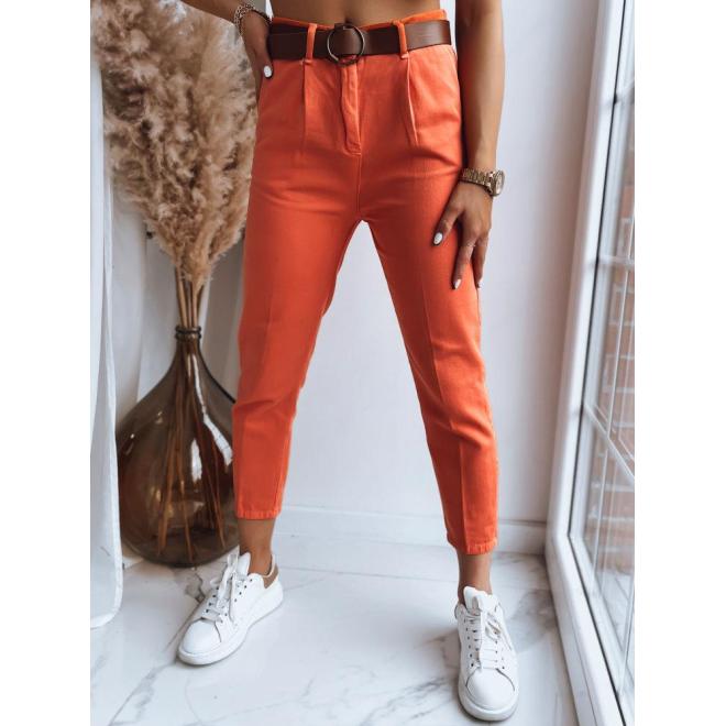 Cigaretové dámske nohavice oranžovej farby