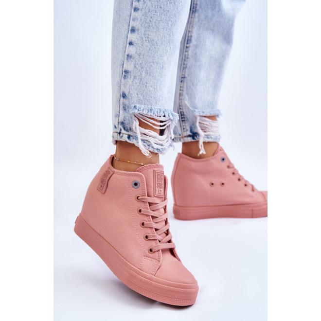 E-shop Ružové sneakersy na skrytom podpätku pre dámy