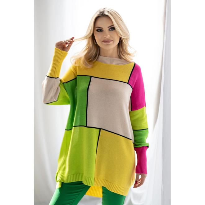 E-shop Béžovo-žltý oversize sveter pre dámy