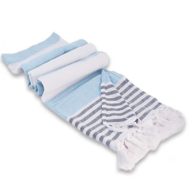 Plážový ručník modro-bielej farby - 100x180 cm