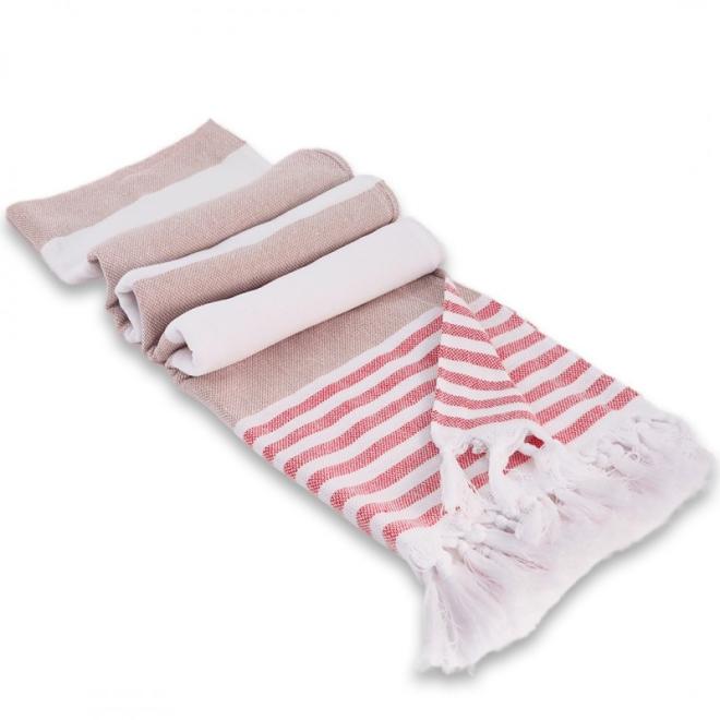 E-shop Béžový plážový ručník z bavlny - 100x180 cm