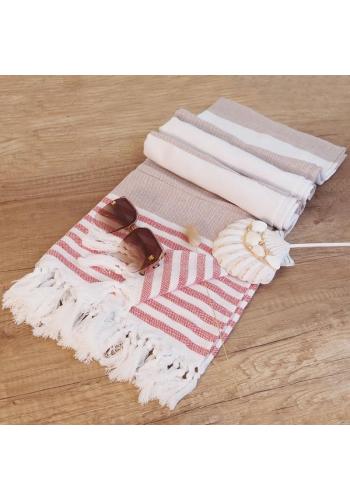 Béžový plážový ručník z bavlny - 100x180 cm