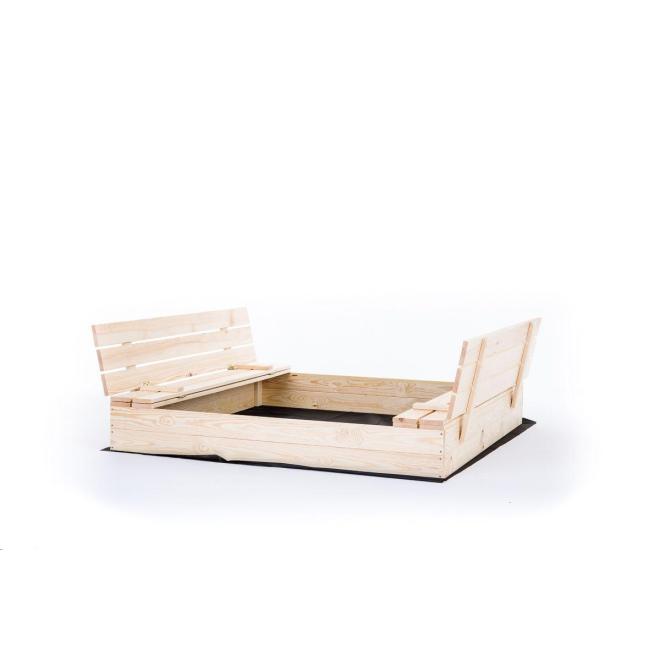 Detské uzatvárateľné pieskovisko s lavičkami - 120x120 cm