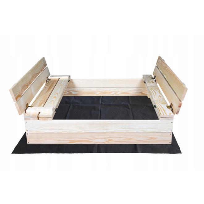 Uzatvárateľné detské pieskovisko s lavičkami - 100x100 cm