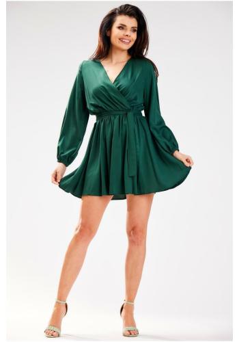 Mini šaty s opaskom v zelenej farbe